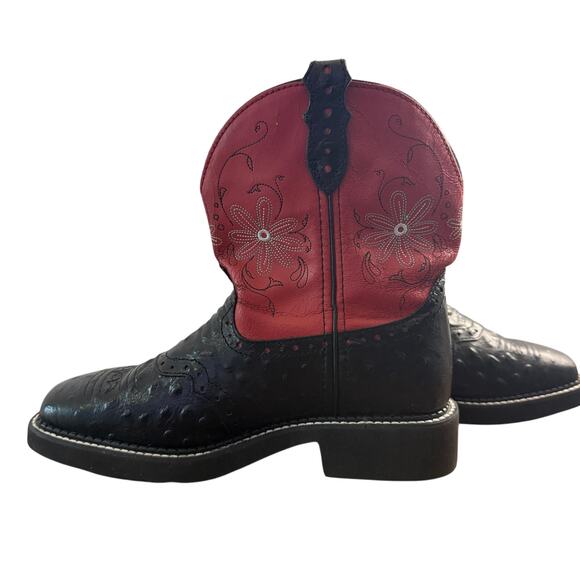 Justin Women's Gemma Red Black Western Gypsy Round Toe Boots Size 8.5 - Picture 5 of 7